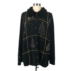 Planet & Co Woman Black Beaded Christmas Sweater